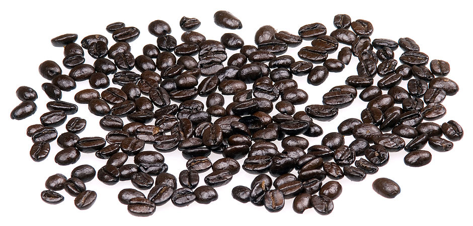 Rawandan dark-roasted coffee beans