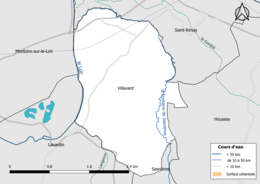 Carte en couleur présentantle réseau hydrographique de la commune