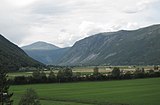 Selsmyrene sett fra bakkene ovenfor Sel kirke, ved Ula