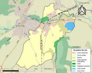 Carte en couleurs présentant l'occupation des sols.