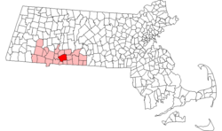 Vị trí quận Hampden trong tiểu bang Massachusetts