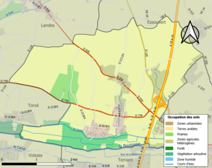 Carte en couleurs présentant l'occupation des sols.