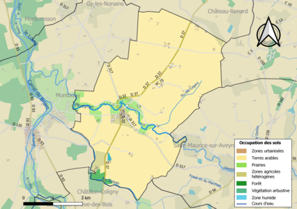 Carte des infrastructures et de l'occupation des sols de la commune en 2018 (CLC).