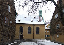 Zijaanzicht van de Sint-Marcuskerk in Augsburg