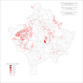 Distribution of Montenegrins on Kosovo and Metohija by settlements 1981.