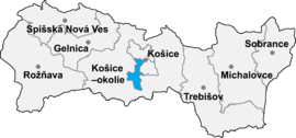 Poloha okresu Košice II v Košickom kraji (klikacia mapa)