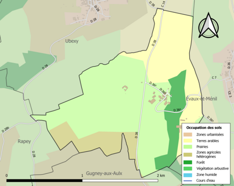 Carte en couleurs présentant l'occupation des sols.