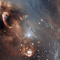 Star-forming region NGC 6729 showing the dramatic birth of very young stars.