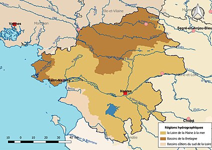 Le territoire de la Loire-Atlantique se répartit en 3 régions hydrographiques.