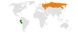 Map indicating locations of Peru and Russia