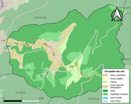 Carte en couleurs présentant l'occupation des sols.