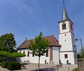 Waldbüttelbrunn, Alte Kirche, errichtet 1751 durch das Ritterstift St. Burkard in Würzburg; älteste Bausubstanz ist das spätgotische Untergeschoss des Ostturms; seit 1980 dient die Kirche als Festsaal der Gemeinde.