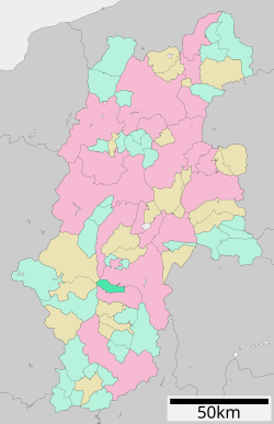 Location of Miyada in Nagano Prefecture