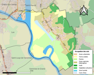 Carte en couleurs présentant l'occupation des sols.