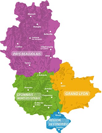 Carte des zones touristiques du Rhône