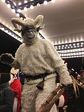 A man in a Straggele costume at the Washington, D.C. Krampusnacht walk (2016)