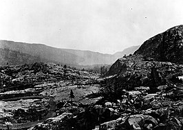 Zicht op Donner Pass vanuit het westen (jaren 1870).