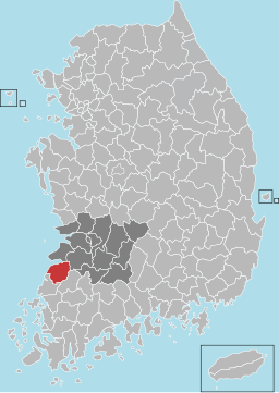 Gochang-guns läge i Norra Jeolla och Sydkorea.