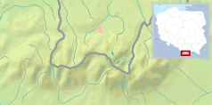 Mapa konturowa Tatr, w centrum znajduje się punkt z opisem „Niskie Wrótka”