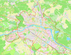 Mapa konturowa Tweru, po lewej nieco na dole znajduje się punkt z opisem „KLD”