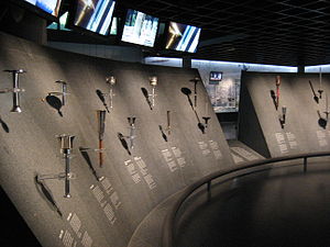 Olympic torches inside the museum before the 2012 floods.