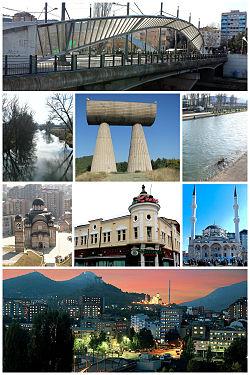 Ura e Ibrit, lumi Sitnica, Monumenti i Minatorëve, Lumi i Ibrit, Kisha Ortodokse e Shen Dimitrit, Ish Hotel Jadran, Xhamia e Sandit, Kisha Katolike e Fshatit Vinarc, Kisha e Saksoneve Trepçë, Mitrovica gjatë natës.