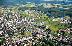 Aerial view of the town