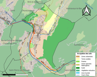 Carte en couleurs présentant l'occupation des sols.