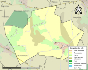 Carte en couleurs présentant l'occupation des sols.