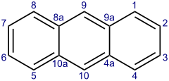 Lokanten von Anthracen gemäß IUPAC