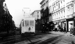 Niesky-motorwagen in het stadscentrum in 1942