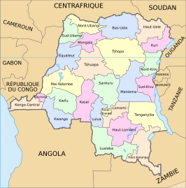 De provincies van de Democratische Republiek Congo.