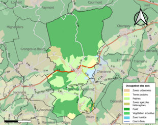 Carte en couleurs présentant l'occupation des sols.