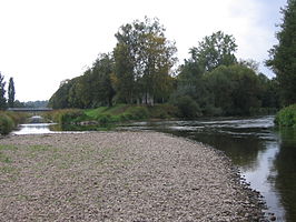 Samenvloeiing van Brigach (rechtsboven) en Breg (linksboven) tot Donau (rechtsonder)