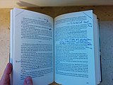 Photograph of a German novel, Infinite Adventures, which uses an infinity symbol in triplicate as a dinkus.