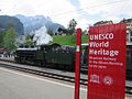 Veterantog på Thusis stasjon, der Albulabanen begynner. Foto: Reinhard Dietrich