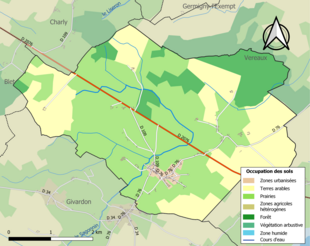 Carte en couleurs présentant l'occupation des sols.