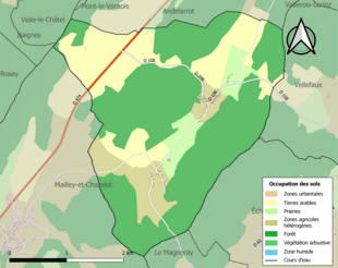 Carte en couleurs présentant l'occupation des sols.