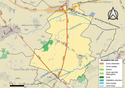 Carte des infrastructures et de l'occupation des sols de la commune en 2018 (CLC).