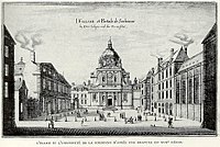 La Sorbona, universidá de París, nun grabáu del sieglu XVII. Yera la más prestixosa del mundu católicu. Otres tamién yeren bien destacaes, como Lovaina, Coimbra o les españoles. Oxford y Cambridge quedaben nel ámbitu del anglicanismu.