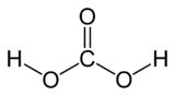 Structuurformule van diwaterstofcarbonaat