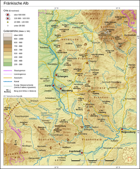 Carte topographique du Jura franconien.