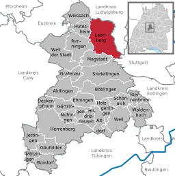 Läget för Leonberg i Landkreis Böblingen