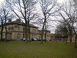 Victorian Mansion seen through winter trees