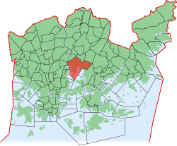 Kaupungin kartta, jossa Viikinranta korostettuna. Helsingin kaupunginosat