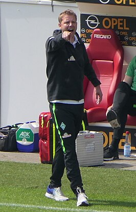 Kohfeldt in 2018 als coach van Werder Bremen