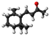 Ball-and-stick model of the gamma-ionone molecule