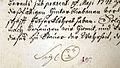 Signature of Bernard Hennet, Abbot of Žďár nad Sázavou Cistercian cloister, in 1741, with smiley-like drawing