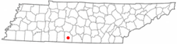 Location of Pulaski, Tennessee