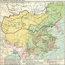 Color=coded map of 19th-century China